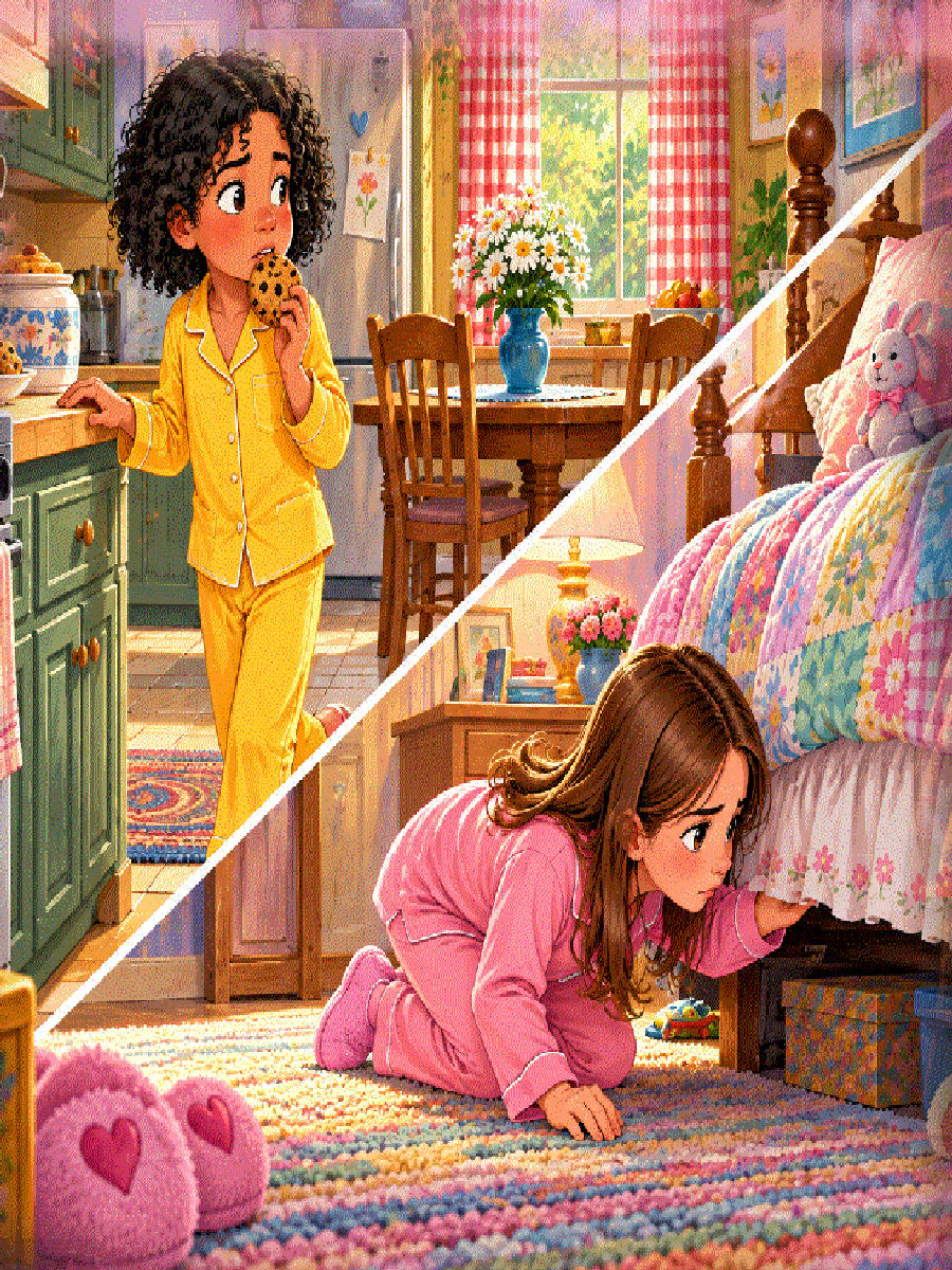 Cathy and Janice searching the house for Belgium