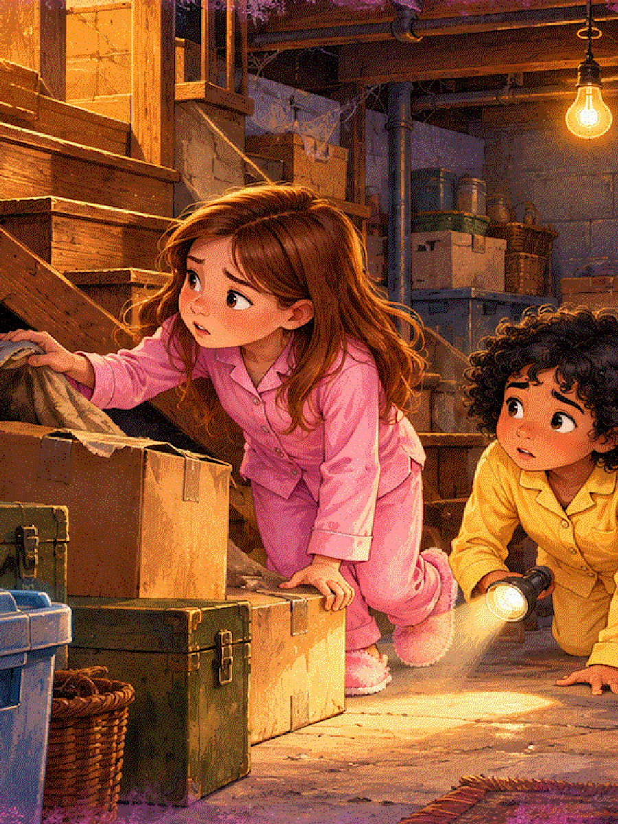 Cathy and Janice searching for Belgium in their playroom